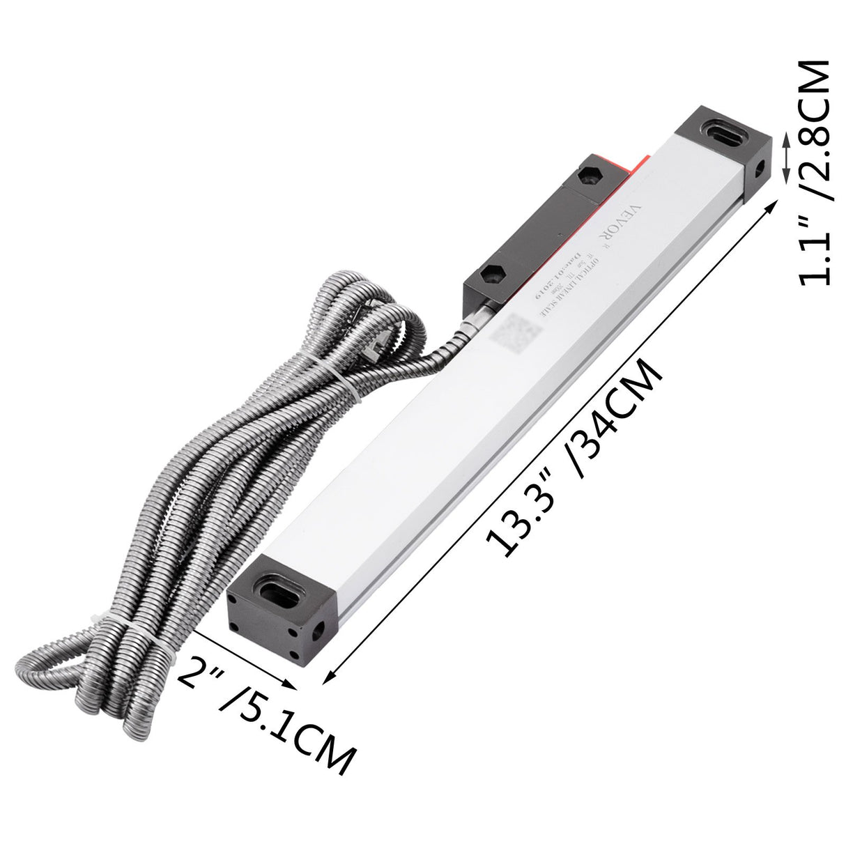 VEVOR 1 Axis Lathe Linear Scale 200mm with Accuracy 0.0002" Optical Length Precision Linear Scale Aluminum Body for Mill Milling Lathe Machine with Accessories (200mm(8"))