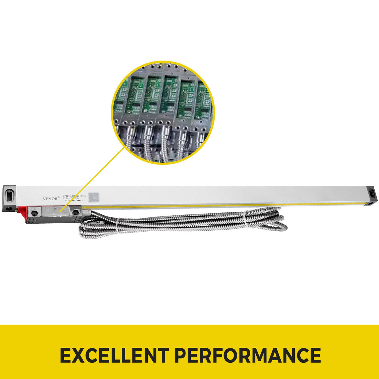 VEVOR 1 Axis Lathe Linear Scale 550mm with Accuracy 0.0002" Optical Length Precision Linear Scale Aluminum Body for Mill Milling Lathe Machine with Accessories (550mm(22"))