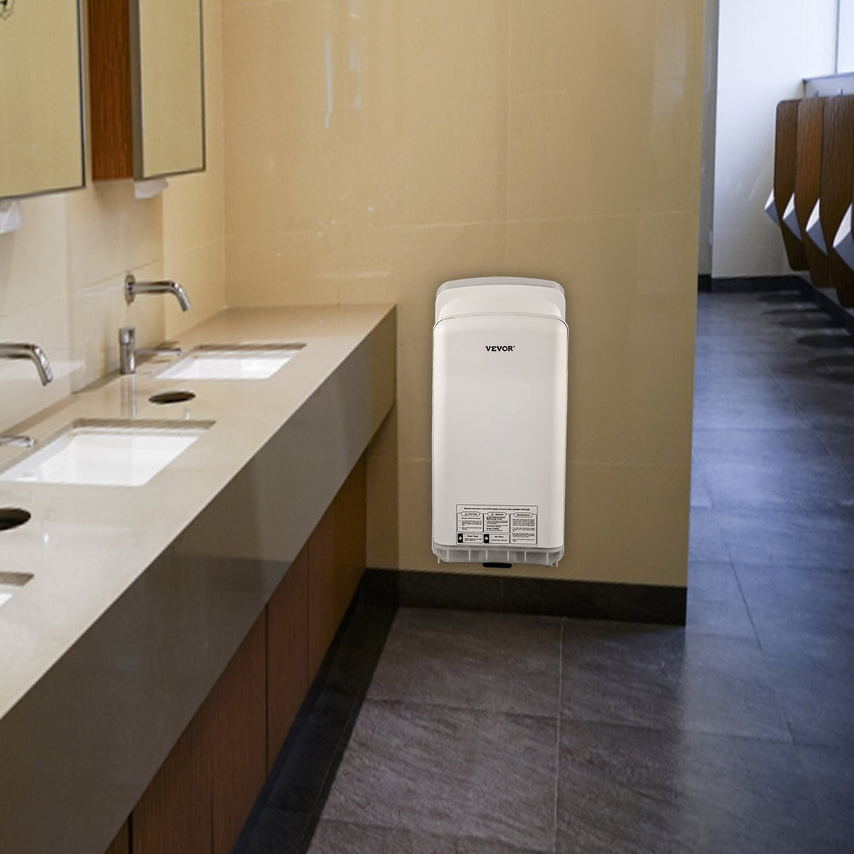 VEVOR Jet Hand Dryer Blade Hand Dryer Automatic High Speed for Washroom White