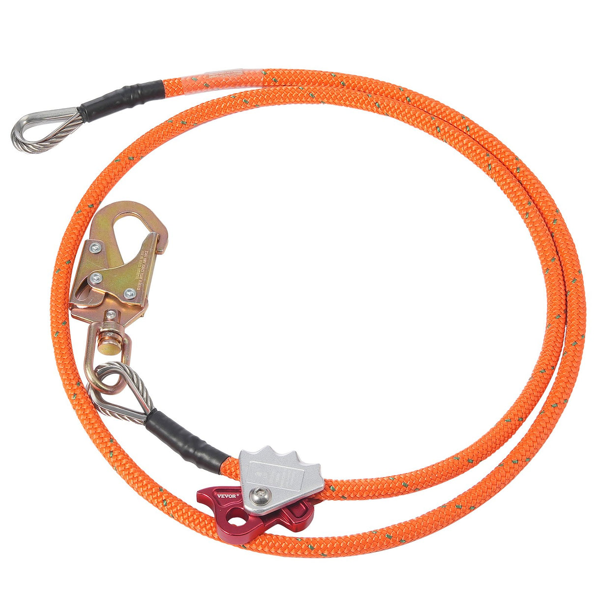 VEVOR 16mm Steel Core Flipline 8ft(2.4m) Arborist Flipline for Fall Protection