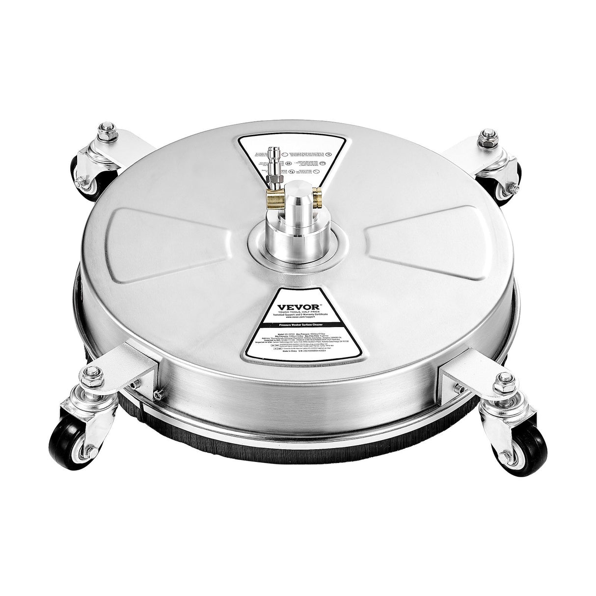 VEVOR 15" Pressure Washer Surface Cleaner 4 Wheels 4000 Max PSI 2 Extended Wands