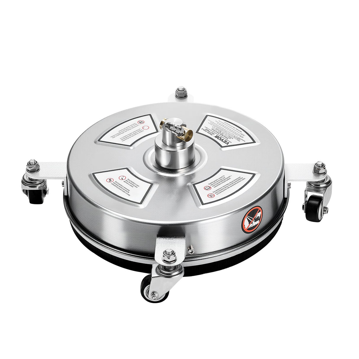 VEVOR 14" Pressure Washer Surface Cleaner, Stainless Steel Pressure Washer Attachments with 4 Wheels, 4000 Max PSI, 1/4 Quick Connector, 2 Spray Nozzles, 2 Extended Wands for Concrete, Patio, Deck