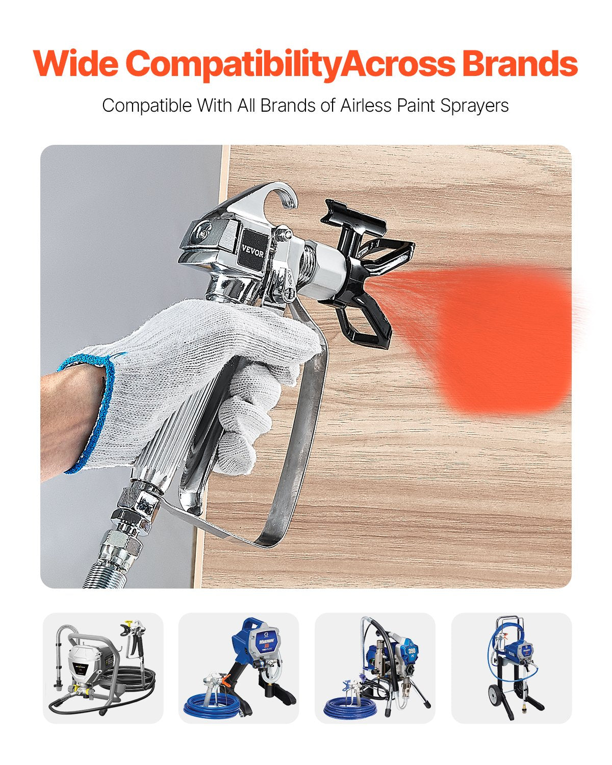 VEVOR Airless Paint Spray Gun 3600PSI High Pressure Airless Spray Gun 517 Tip