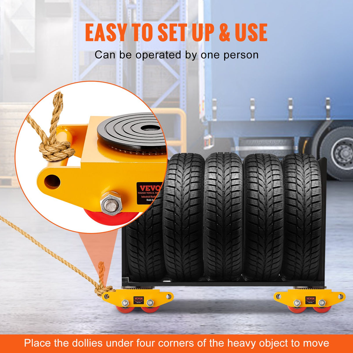 VEVOR Machinery Skate Dolly Machinery Mover 13200lbs/6T Carbon Steel 4 PU Wheels