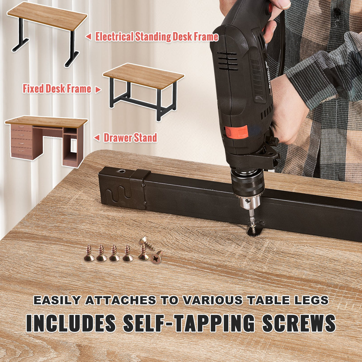 VEVOR Table Top 63" x 31.5" x 1" 220.5 lbs Load Capacity Universal One-Piece Particle Board Desktop for Height Adjustable Electric Standing Desk Frame Rectangular Countertop for Home & Office Desk