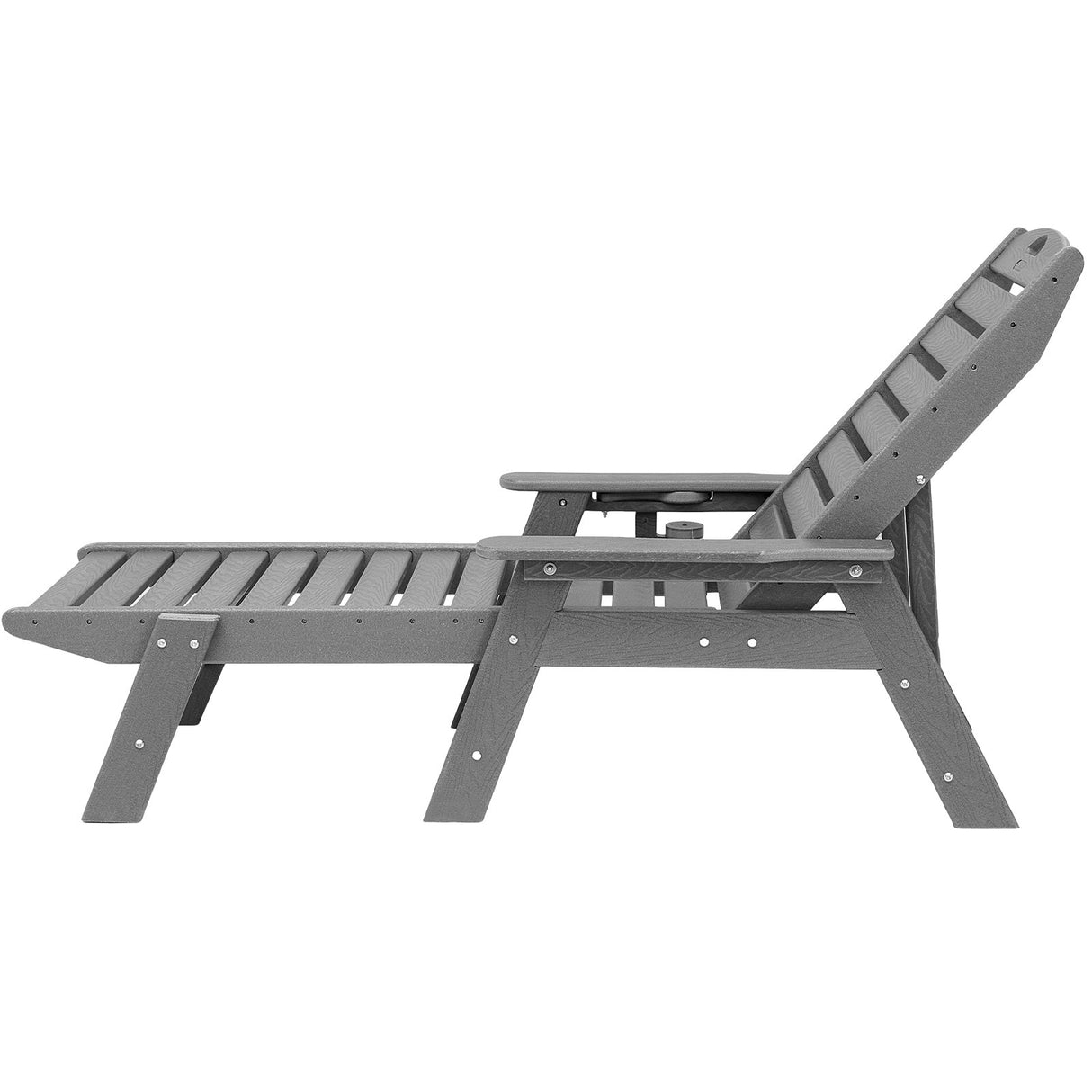 VEVOR Outdoor Chaise Lounge Chair 6 Positions Reclining Patio Bench Lounger Gray