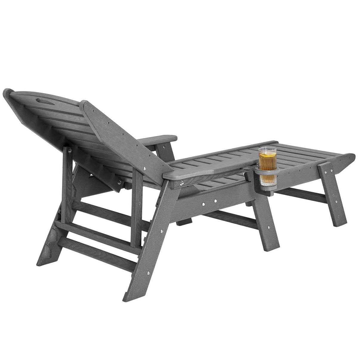 VEVOR Outdoor Chaise Lounge Chair 6 Positions Reclining Patio Bench Lounger Gray