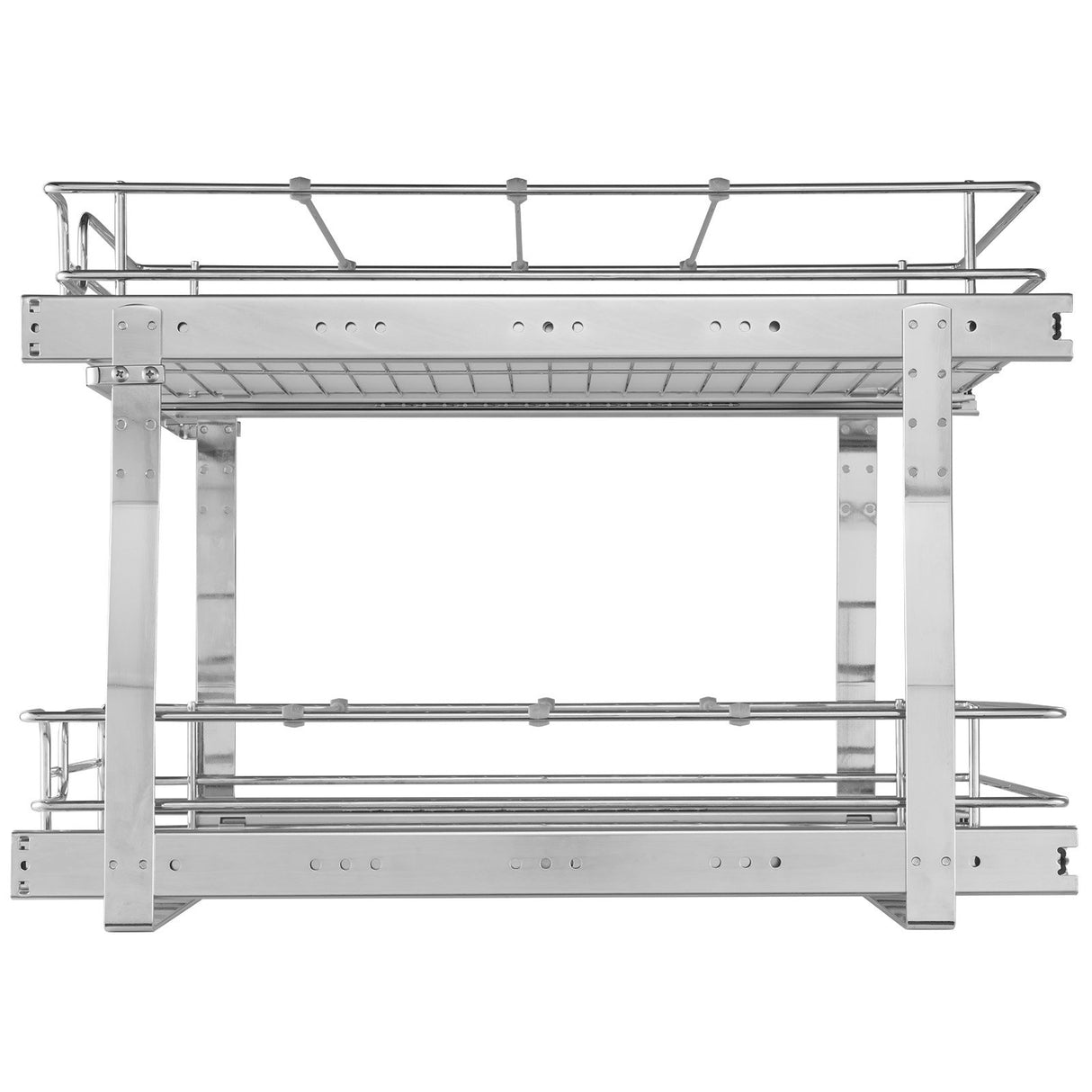 VEVOR 2 Tier 20"Wx21"Dx15"H Pull Out Cabinet Organizer, Heavy Duty Slide Out Pantry Shelves, Steel Roll Out Drawers, Sliding Drawer Storage for Home, 21.5"Wx22"Dx18"H Install Size for Cabinet