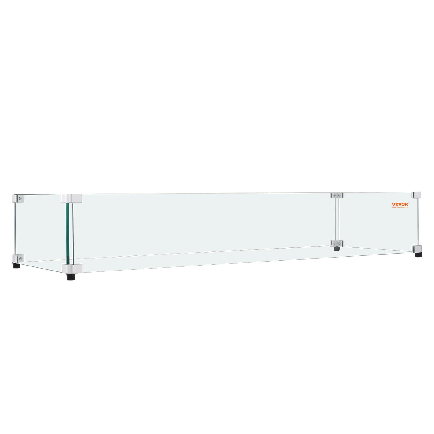 VEVOR Glass Wind Guard for Rectangular Fire Pit Table 773 x 367 x 191 mm, 8mm Thick and Sturdy Tempered Glass Panel with Hard Aluminum Corner Bracket & Rubber Feet, Easy to Assemble