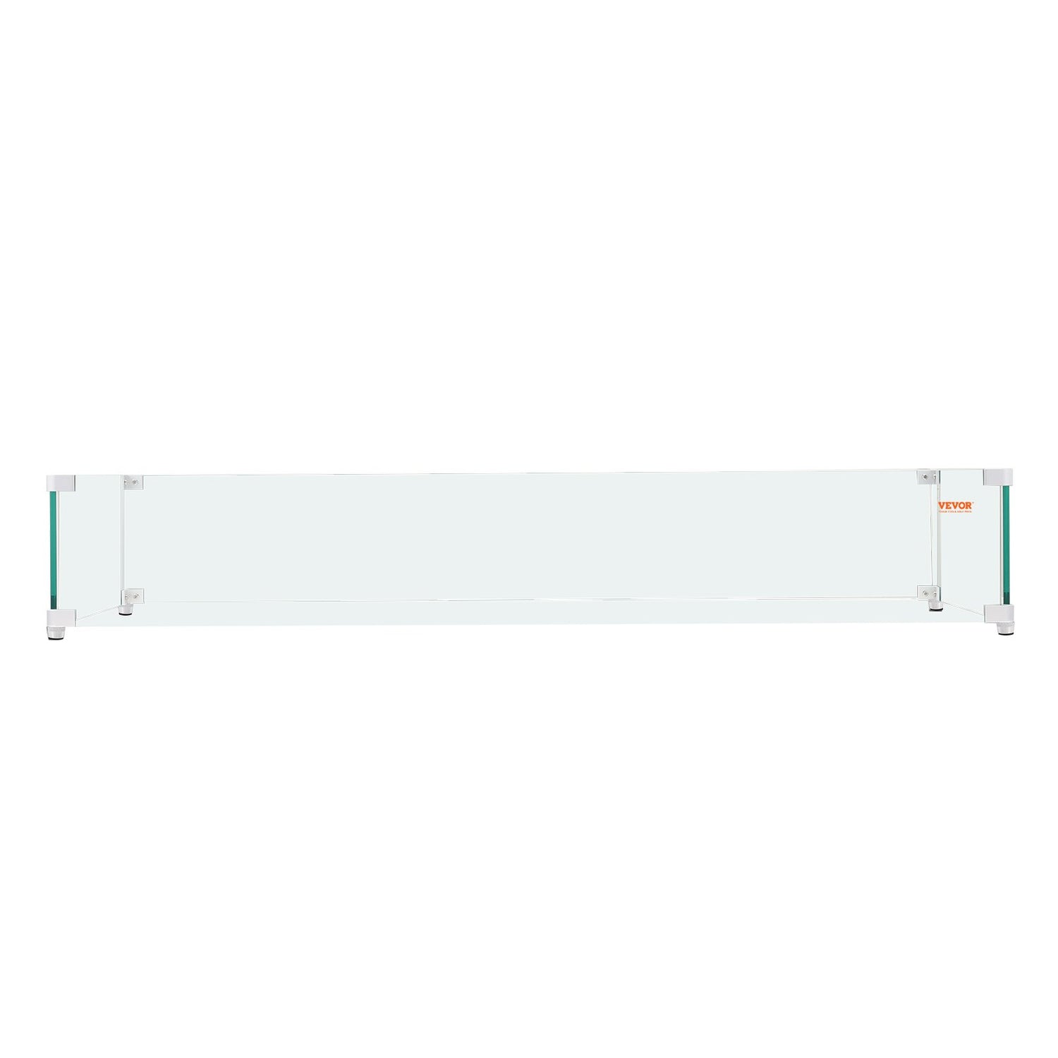 VEVOR Gas Fire Pit Wind Guard for Square Fire Table, 595 x 190 x 165 mm Clear Tempered Wind Guard for Firepits, 8mm Thick Square Glass Shield, Glass Panel with Hard Corner Bracket & Feet