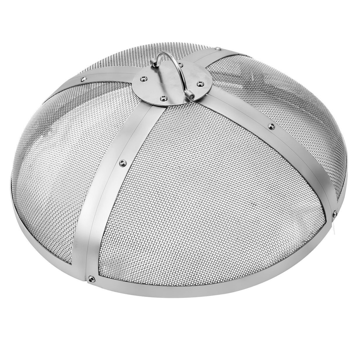 VEVOR Fire Pit Spark Screen Round 27", Reinforced Heavy Duty Steel Metal Cover, Outdoor Firepit Lid, Easy-Opening Top Screen Covers Round with Ring