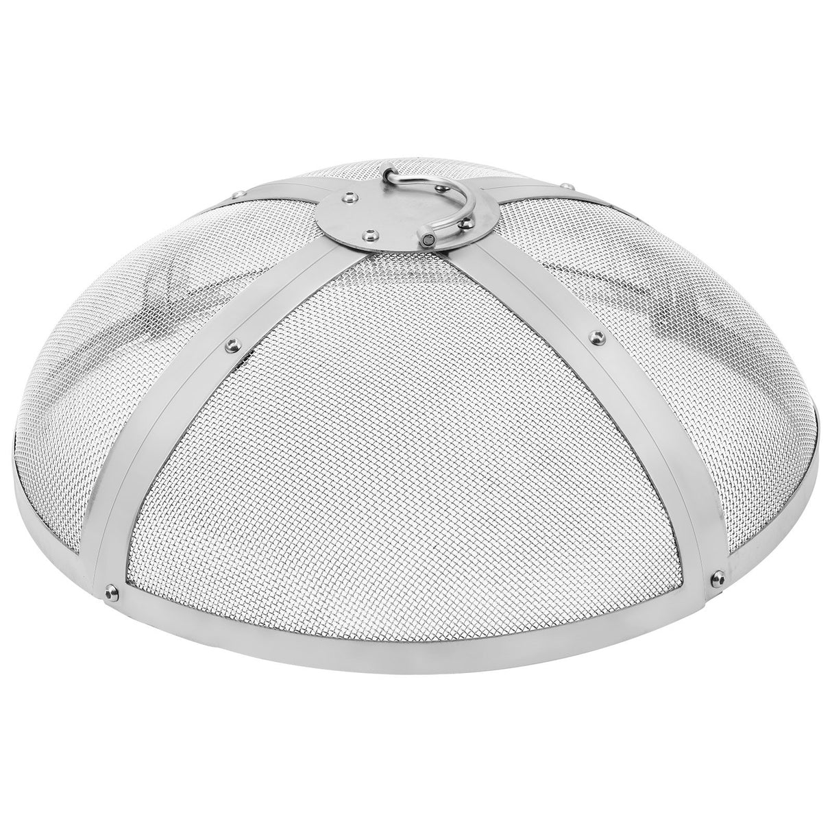 Fire Pit Spark Screen Round 20", Reinforced Heavy Duty Steel Metal Cover, Outdoor Firepit Lid, Easy-Opening Top Screen Covers Round with Ring Handle for Outdoor Patio Fire Pits Backyard
