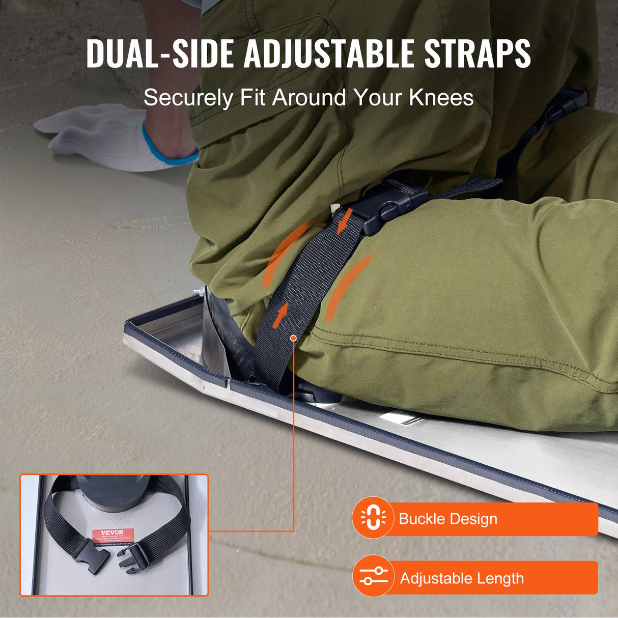 VEVOR Concrete Knee Boards Knee Sliders 28" x 8" 2 Pair w/ Knee Pad for Concrete