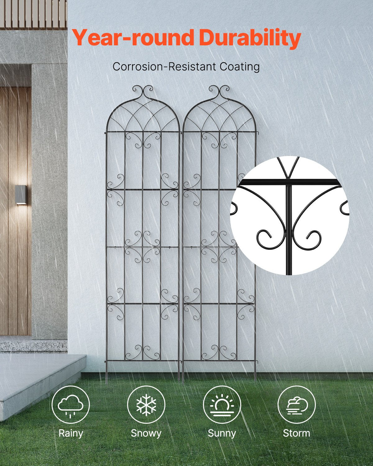 VEVOR 2 Packs Metal Garden Trellis for Climbing Plant Support 87x20 in Rustproof