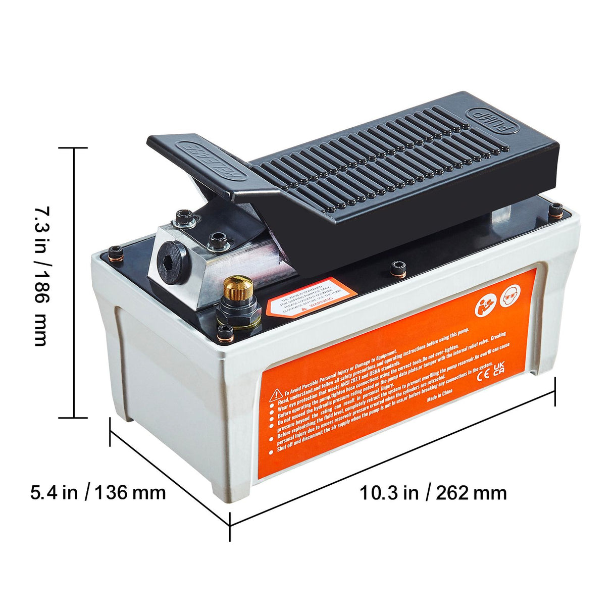 Air Hydraulic Pump, 10,000 PSI 1/2 Gal Reservoir, NPT 3/8" Oil Outlet, NPT 1/4" Inlet, 6.6 ft Pipe, Foot Actuated Hydraulic Pump Air Treadle for Auto Body Frame Machines and Pulling Post, Gray