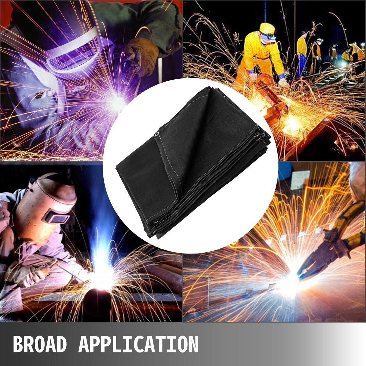 VEVOR 10 x 10 Ft Welding Blanket Black Fiberglass Blanket Portable Fiberglass Fire Retardant Blanket Welding Mat Welding Fireproof Thermal Resistant Insulation With Carry Bag