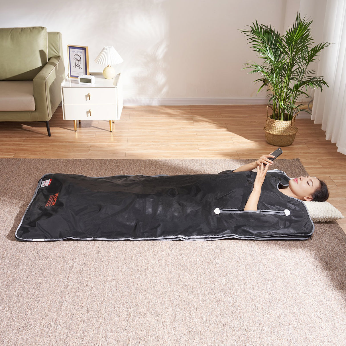 VEVOR Sauna Blanket for Detoxification, Portable Far Infrared Sauna for Home, Oxford Sauna Bag w/ Arm Holes & Carbon Fiber Heating, 1-6 Level
