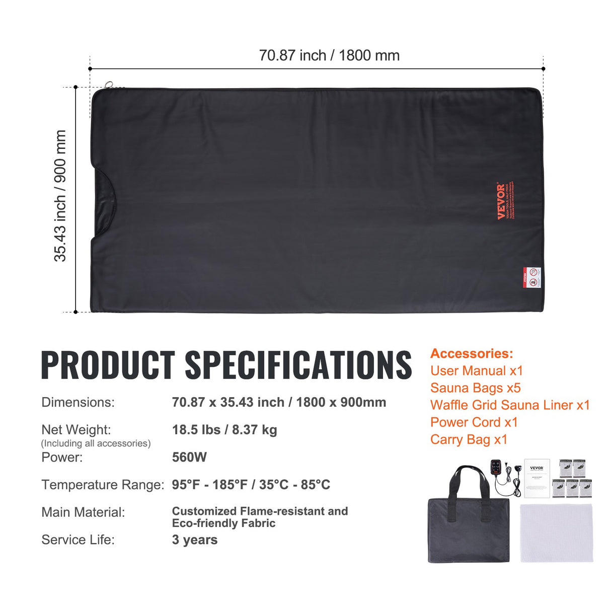 VEVOR Sauna Blanket for Detoxification, Portable Far Infrared Sauna for Home Relaxation, 1-6 Level Adjustable Temprature Rannge 35-85?C, 1-60 Minutes