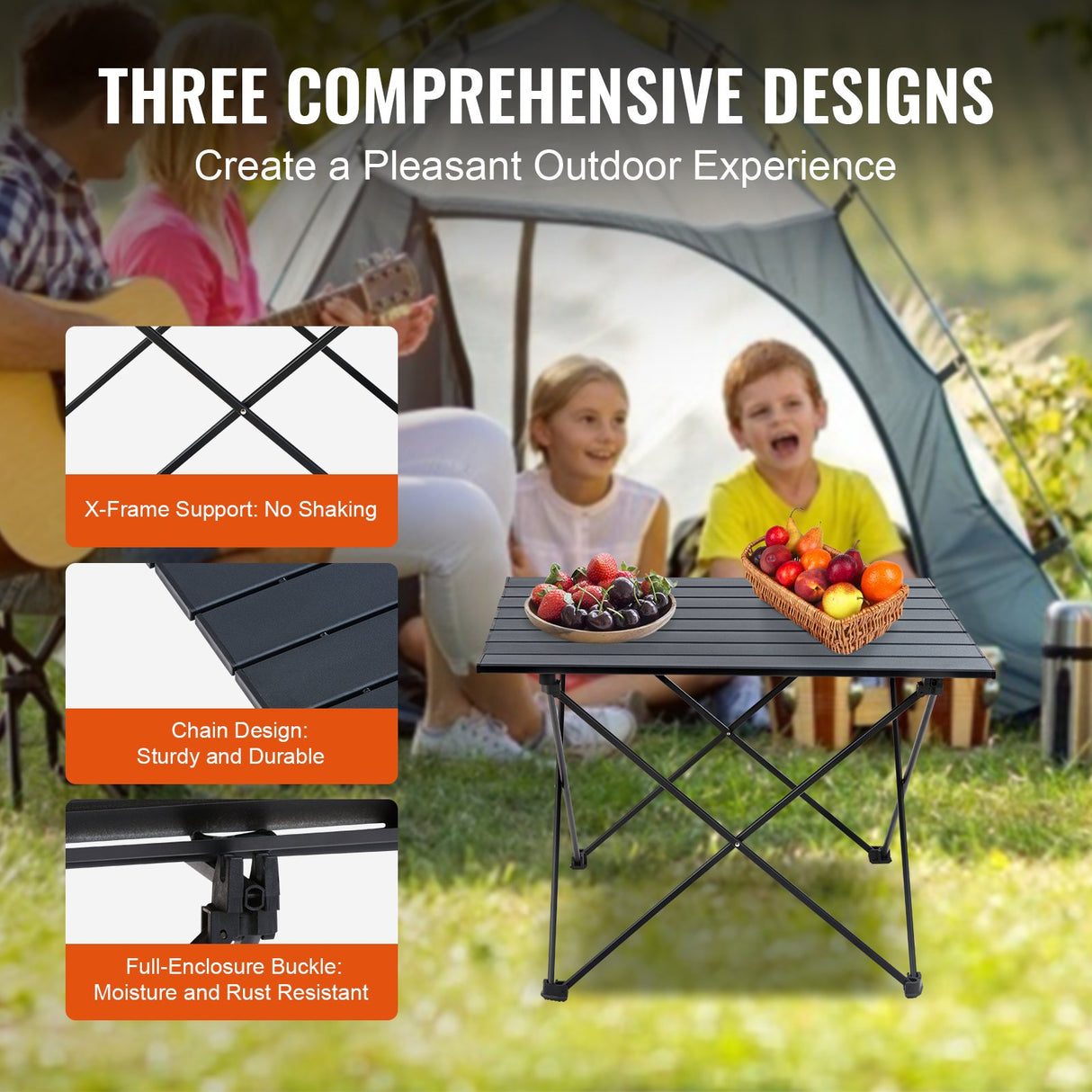 VEVOR Folding Camping Table, Outdoor Portable Side Tables, Lightweight Fold Up Table, Aluminum Alloy Ultra Compact Work Table with Carry Bag, For