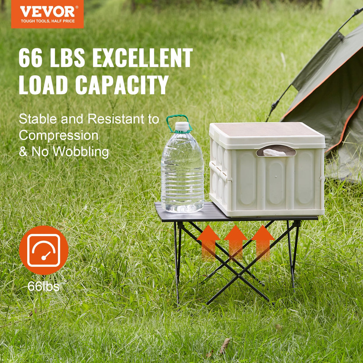 VEVOR Folding Camping Table, Outdoor Portable Side Tables, Lightweight Fold Up Table, Aluminum Alloy Ultra Compact Work Table with Carry Bag, For