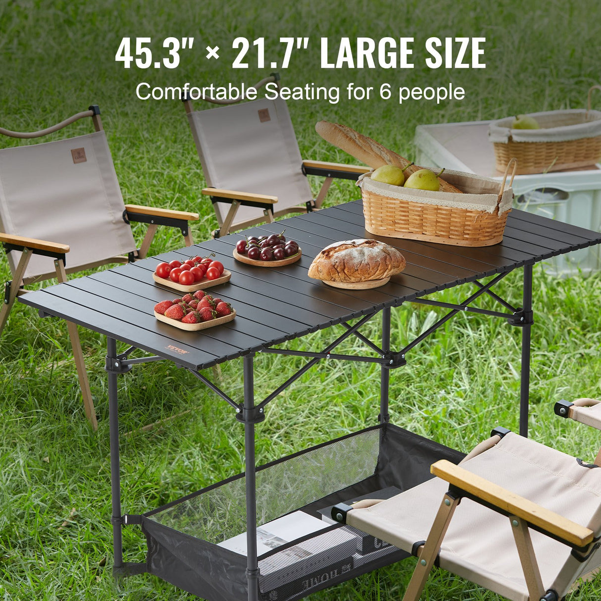 VEVOR Folding Camping Table, Outdoor Portable Side Tables, Lightweight Fold Up Table, Aluminum & Steel Ultra Compact Work Table with Large Storage and