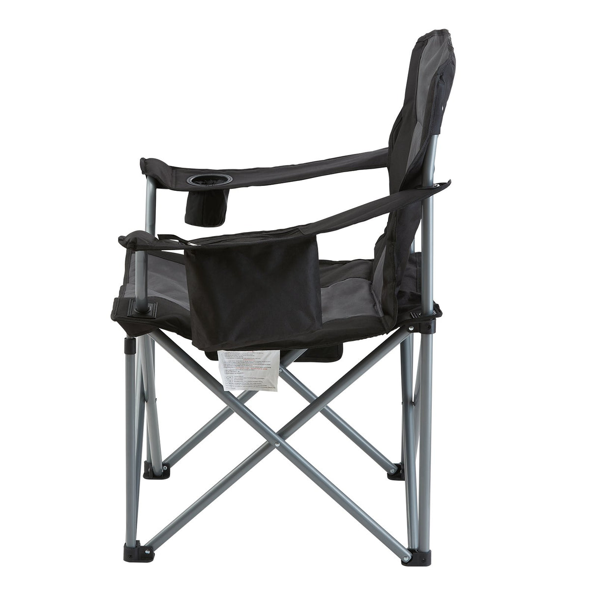 VEVOR Camping Folding Chair for Adults, Portable Heavy Duty Outdoor Quad Lumbar Back Padded Arm Chairs with Side Pockets, Cup Holder and Cooler Bag for Beach, Lawn, Picnic, Fishing, Backpacking, Black