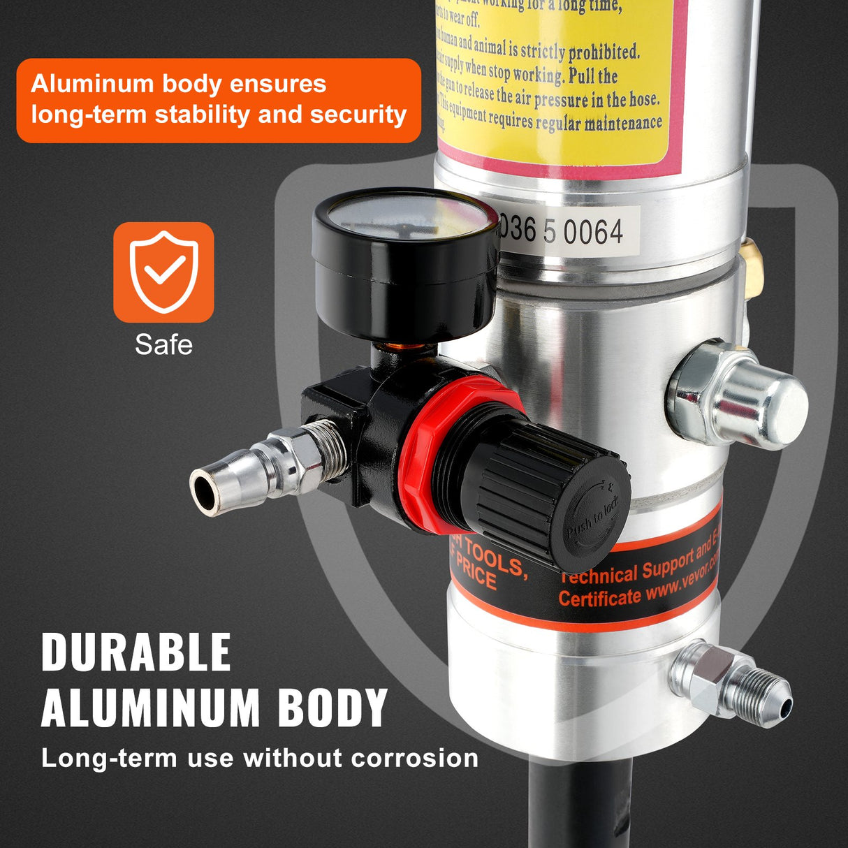 Grease Pump, 50:1 Pressure Ratio Air Operated Grease Pump with 3.88 m High Pressure Hose and Grease Gun, Pneumatic Grease Pump, Portable Lubrication Grease Pump with 360° Swivel Grease Gun Head