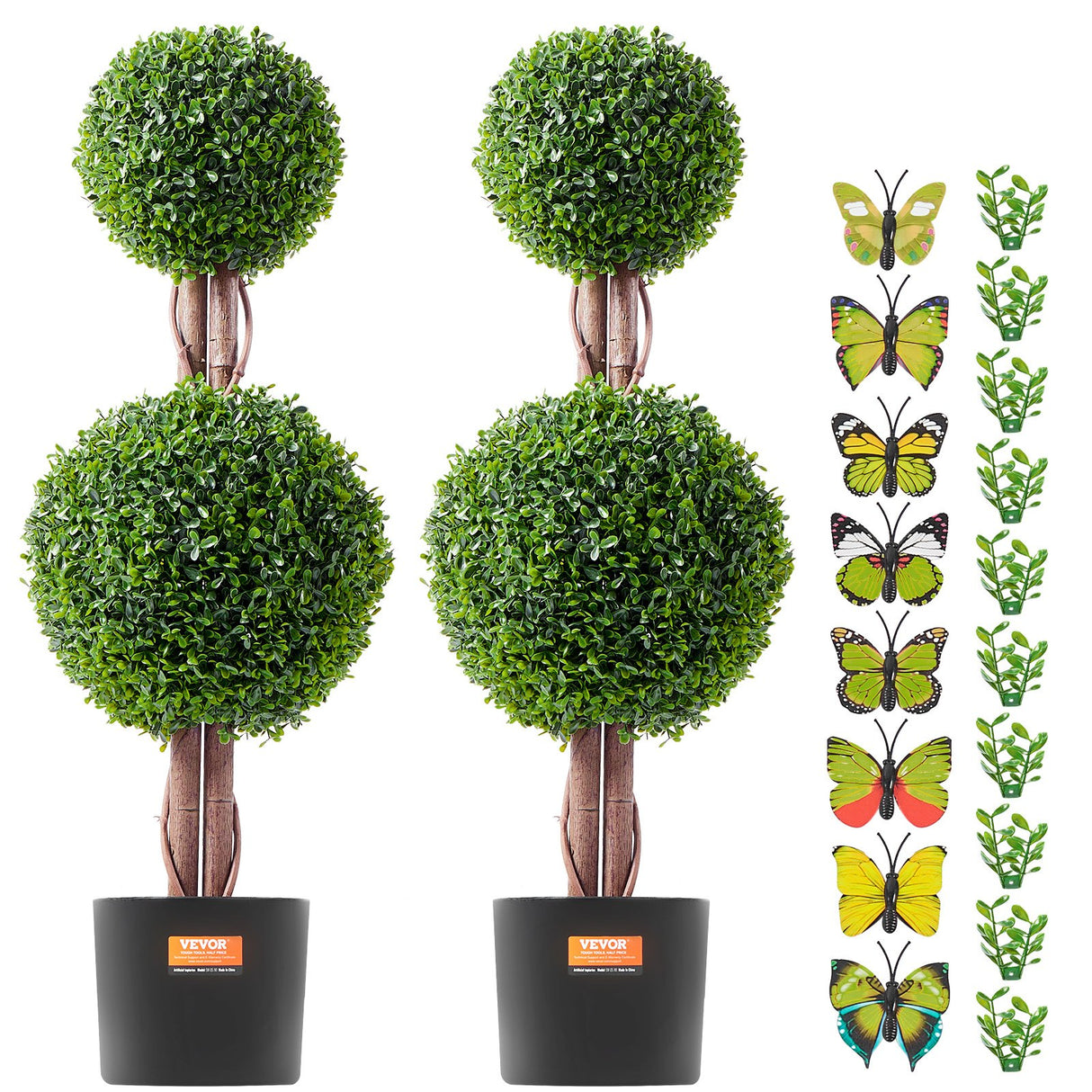 VEVOR 2 Pack 91.4cm Artificial Boxwood Topiary Tree Faux Plant UV Decor In/Outdoor