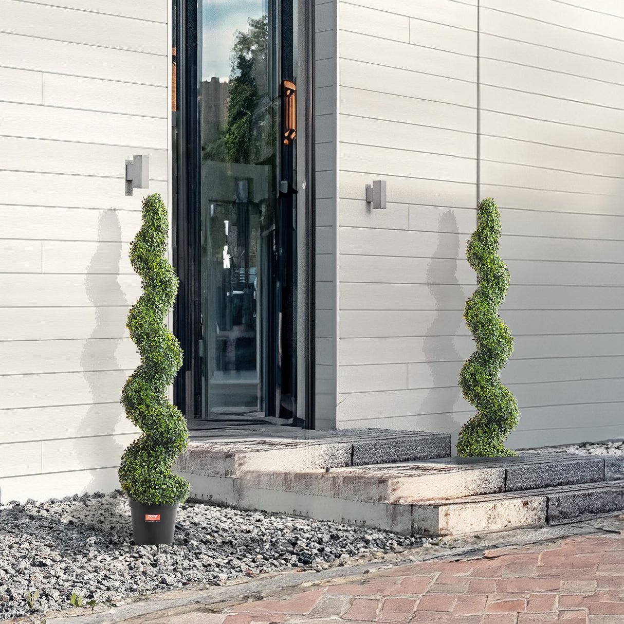 VEVOR 2 Pack 152.4cm Artificial Boxwood Topiary Tree Faux Plant UV Decor In/Outdoor