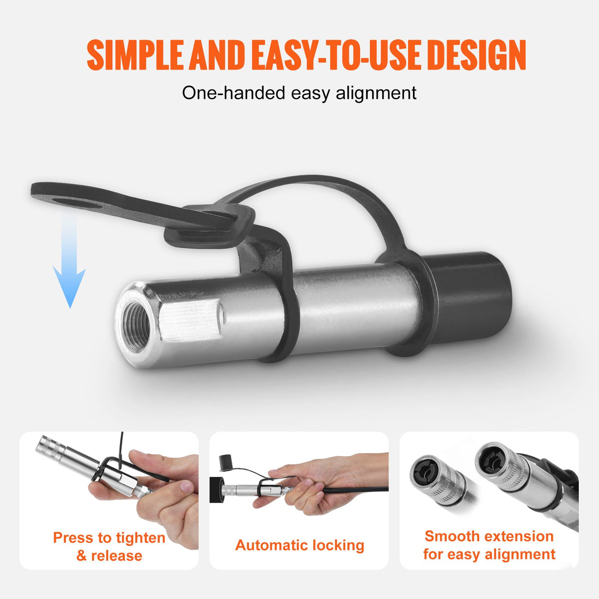 VEVOR Grease Gun Coupler 2 Pack High Pressure Quick Release Oil Nozzle 10000 PSI