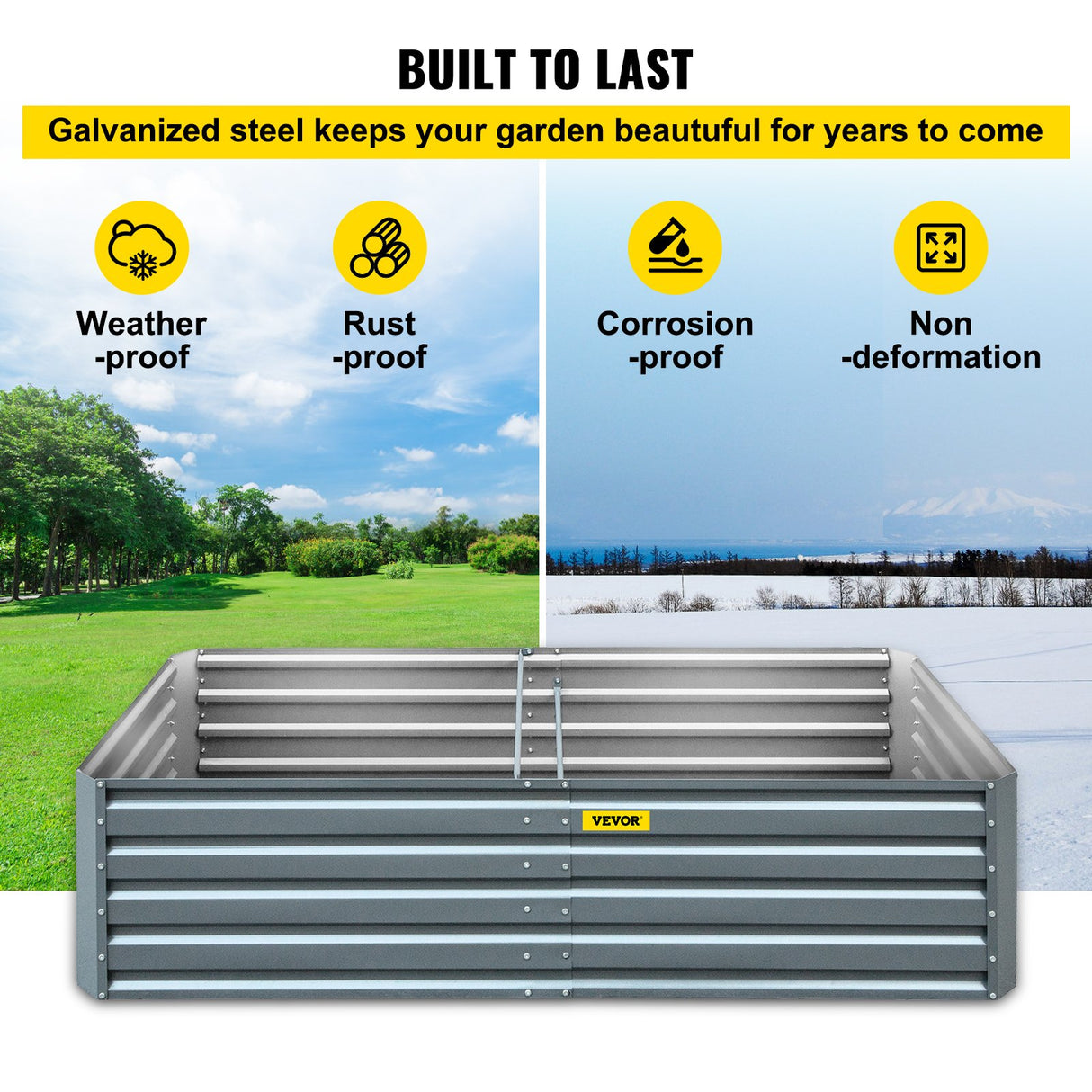 Galvanized Raised Garden Bed, 203 x 102 x 48 cm Metal Planter Box, Gray Steel Plant Raised Garden Bed Kit, Planter Boxes Outdoor for Growing Vegetables,Flowers,Fruits,Herbs,and Succulents
