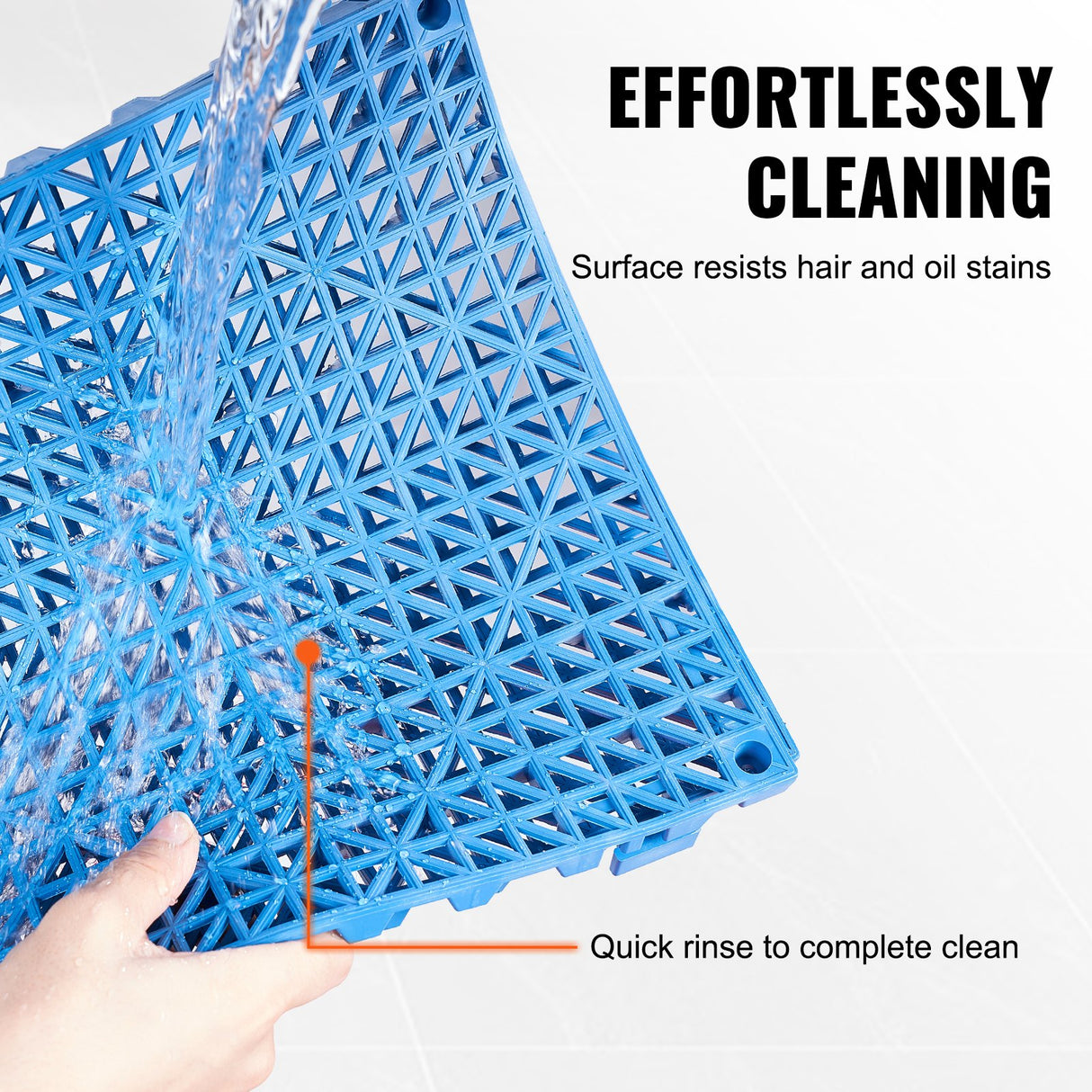 VEVOR Modular Interlocking Cushion, 55 Pack 30 x 30 cm Splicing Drainage Mats, Soft PVC Interlocking Drainage Floor Tiles, Non-Slip Drainage Holes for Restroom, Bathroom, Kitchen, Pool, Wet Area, Blue