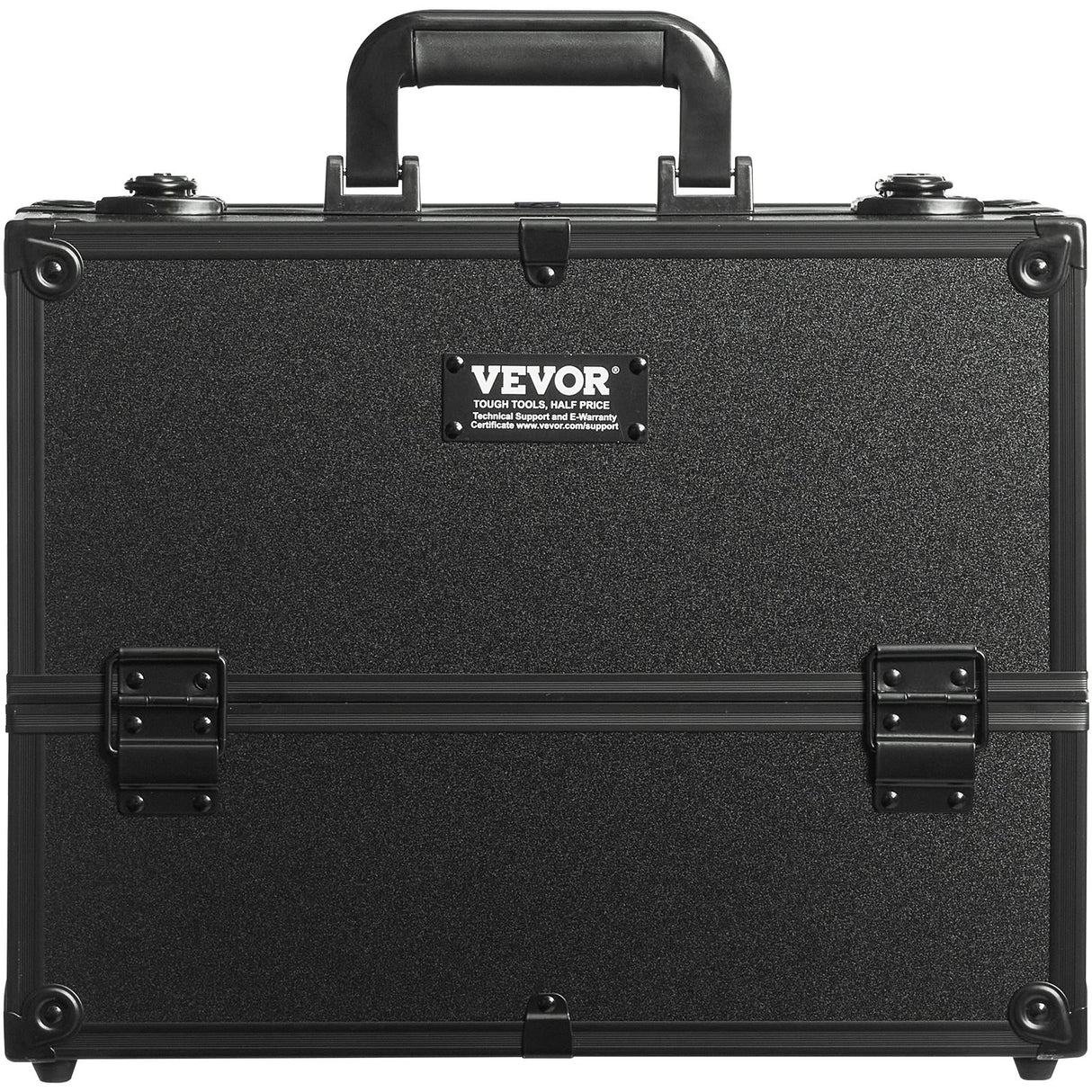 Makeup Train Case 370MM Large Portable Cosmetic Case, 6 Tier Trays Professional Makeup Storage Organizer Box Make Up Carrier with Handle And Strap Travel Case for Women and Girls - Black