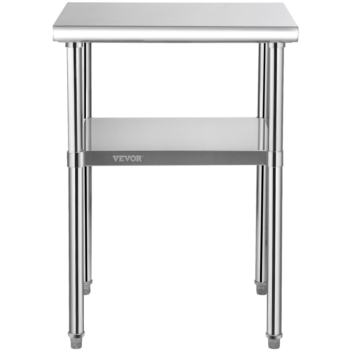 VEVOR Stainless Steel Prep Table, 61 x 61 x 91.4 cm, 600lbs Load Capacity Heavy Duty Metal Worktable with Adjustable Undershelf & Universal Wheels,