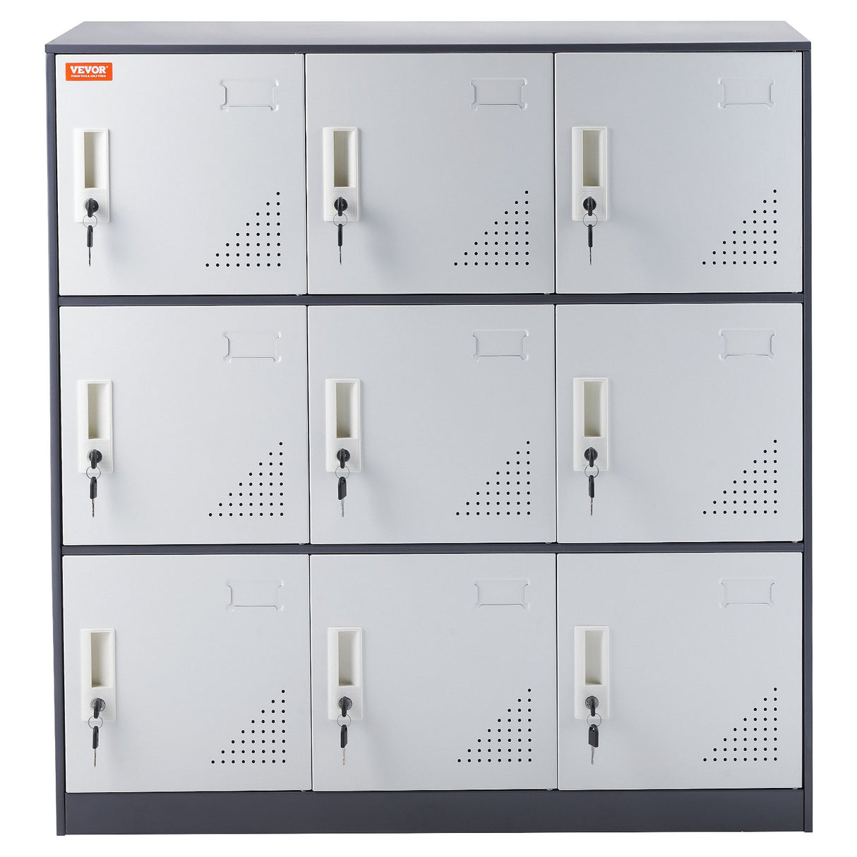 VEVOR 9 Doors Metal Storage Cabinet Employees Steel Storage Cabinet Office Gray