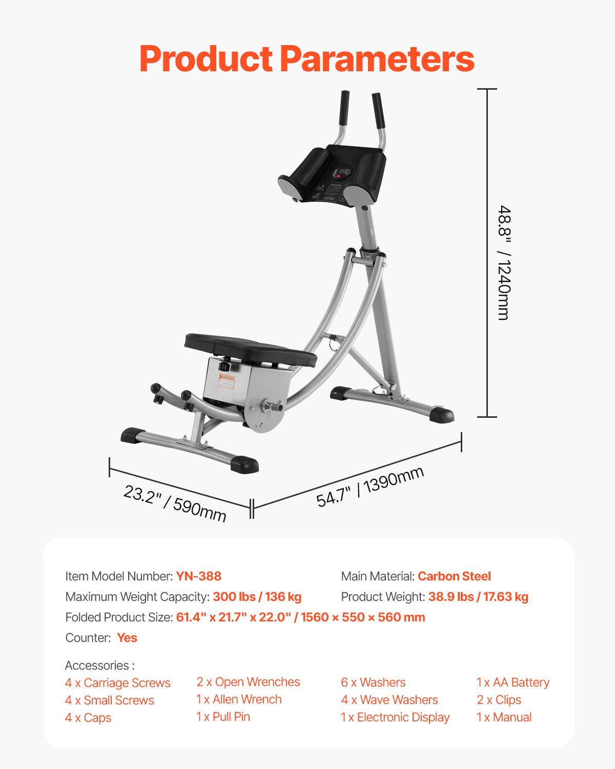 VEVOR AB Workout Machine Equipment Home Gym Core Abdominal Trainers Adjustable