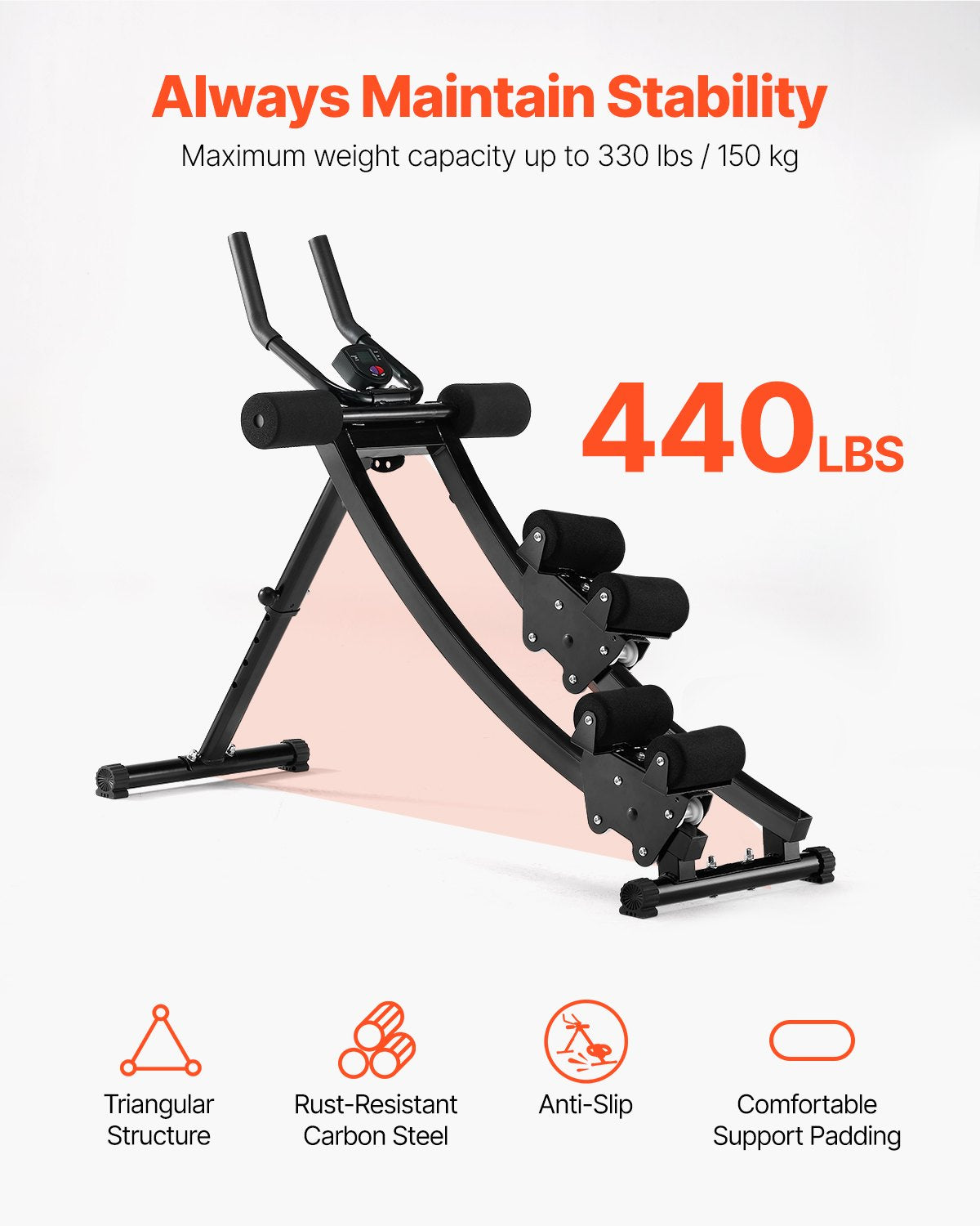VEVOR AB Workout Machine Equipment Home Gym Core Abdominal Trainers Dual-track