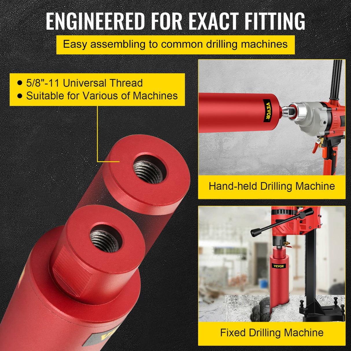 VEVOR Dry Diamond Core Drill 2.5"/ 63mm Dia. Hole Cutter for Concrete Masonry