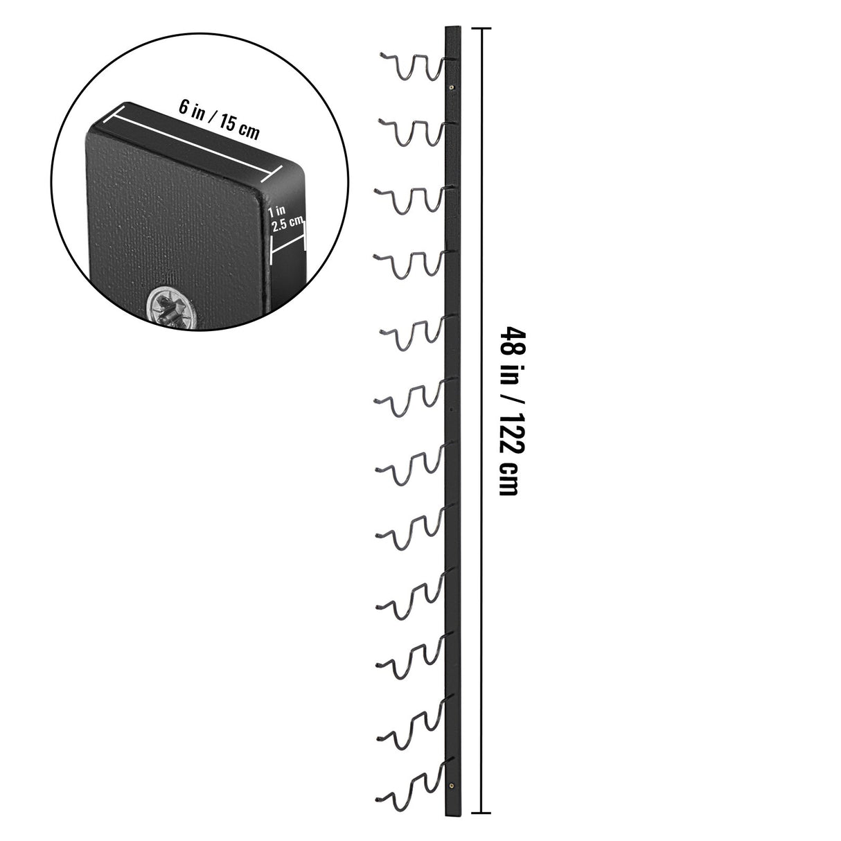 VEVOR Wall Mounted Wine Rack 12x2 Bottles Wine Holder Towel Rack Black Steel Vertical Wine Rack Modern Decorative Wall Mounted Wine Bottle Holder Forward Design Simple Storage Wall Rack 48x11x1 In