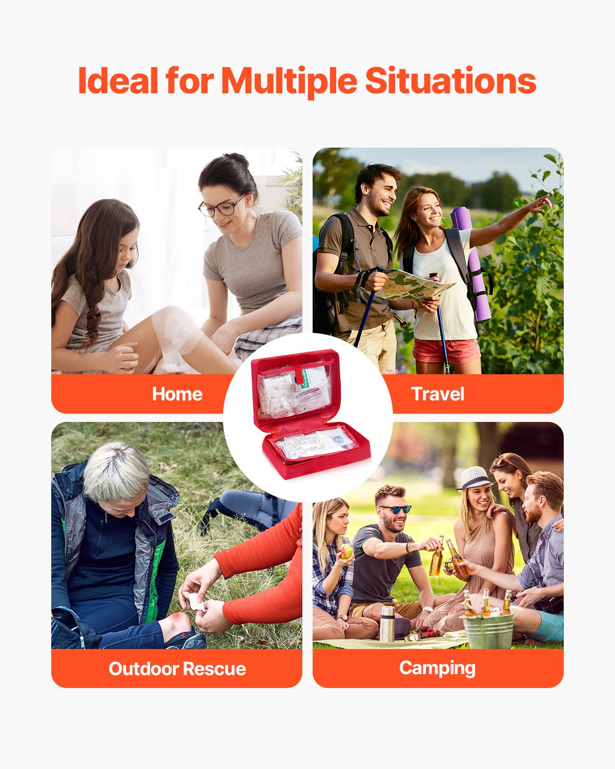 VEVOR First Aid Kit 420 Pieces Large Survival Bag Emergency Medical Supplies