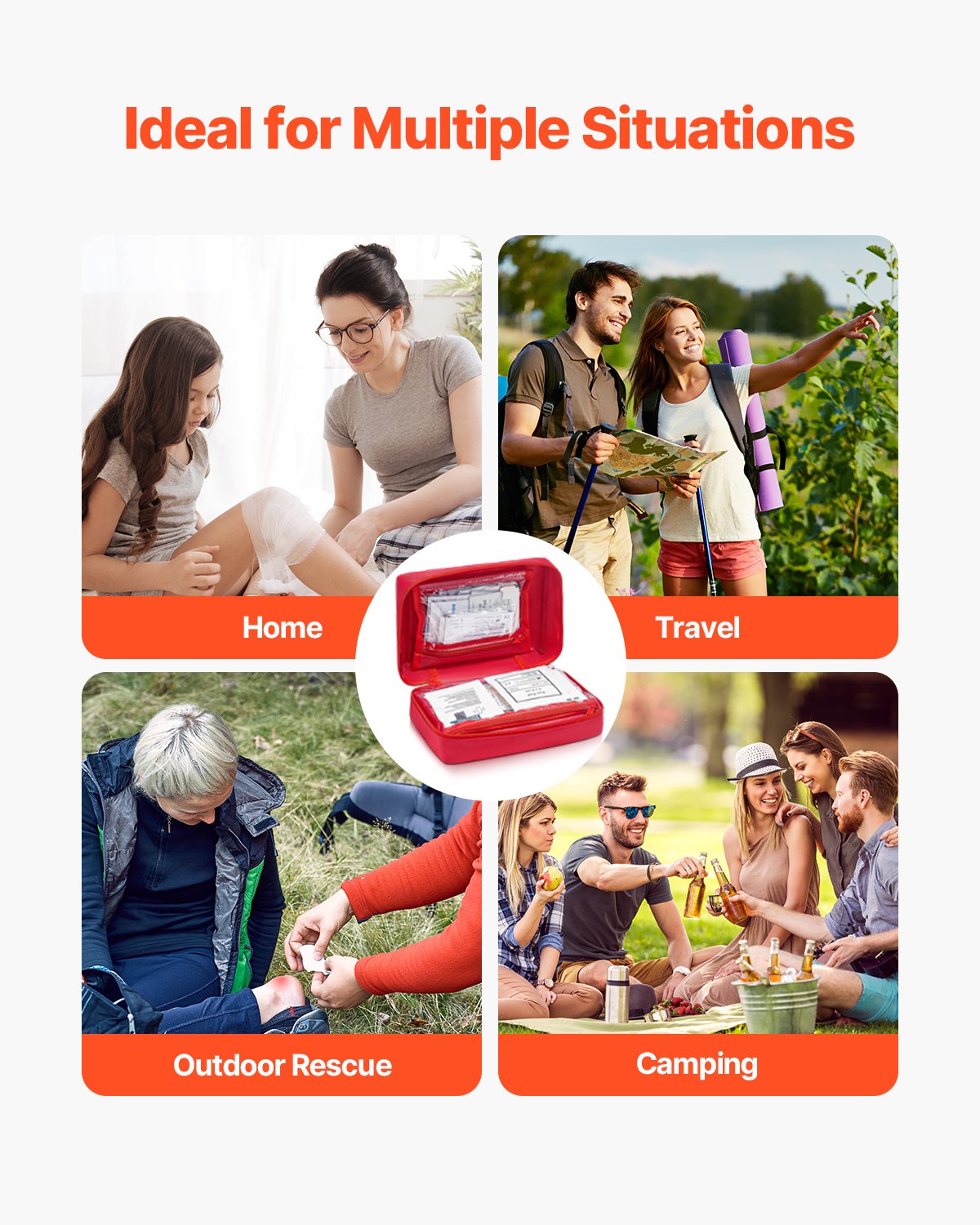 VEVOR First Aid Kit 500 Pieces Large Survival Bag Emergency Medical Supplies