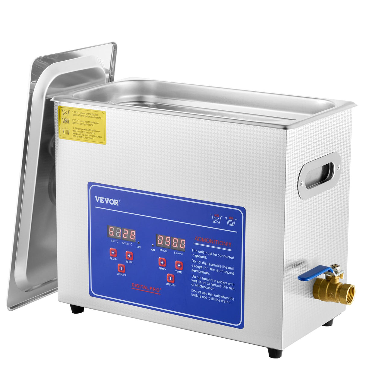 Vevor Brand New 6 Liter Stainless Steel Digital Ultrasonic Cleaner w/ Bracket & Drainage System