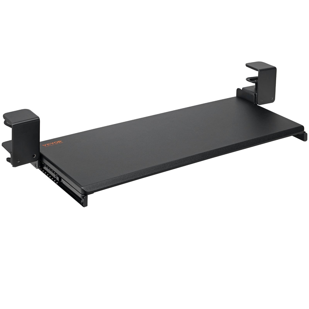 VEVOR Clamp on Keyboard Tray Under Desk, Desk Keyboard Tray Slide out with Sturdy No-drill C Clamp Mount, Large 26.8 x 11 inch Slide-out Computer