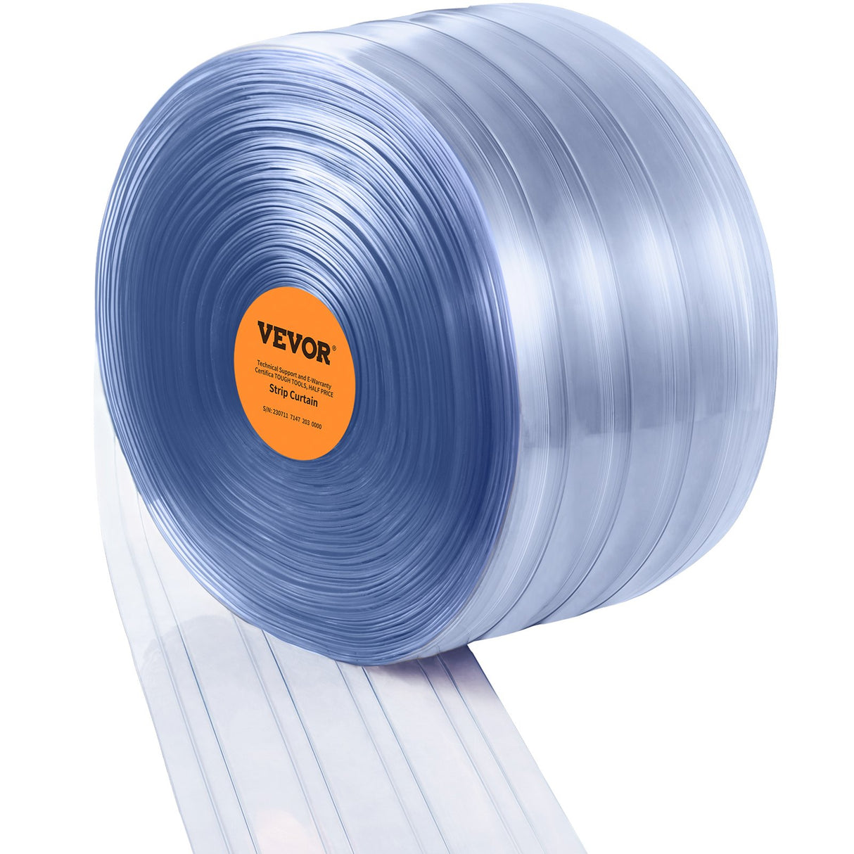 VEVOR Strip Curtain, 164' Length x 8" Width x 0.08" Thickness, Clear Ribbed PVC Curtain Strip Door Bulk Roll, Plastic Door Strips for Doorways of