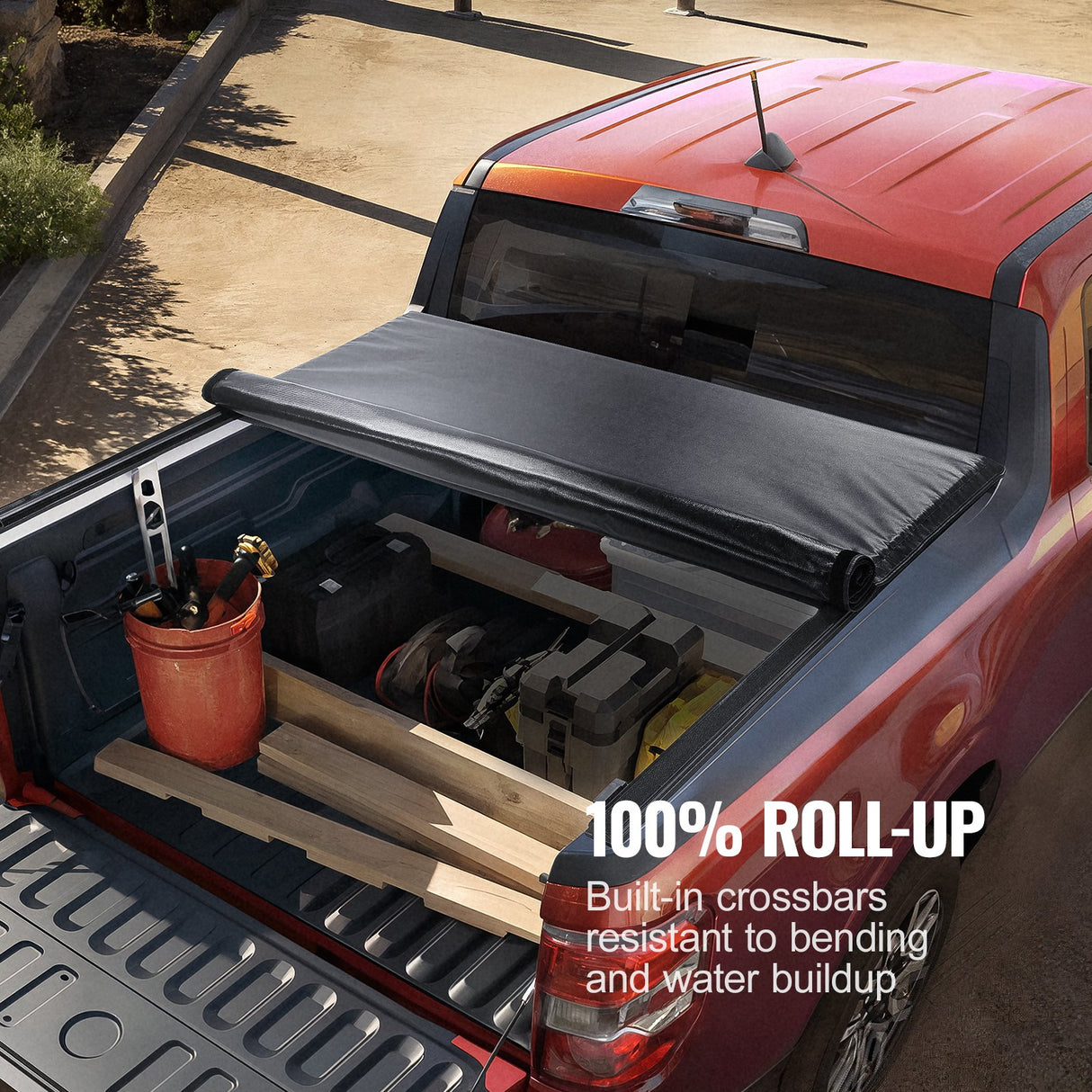 VEVOR Truck Bed Cover, Roll Up Truck Bed Tonneau Cover, Compatible with 2014-2024 Chevy Silverado / GMC Sierra 1500, for 2m x 1.6m / 2m x 1.6m Bed,