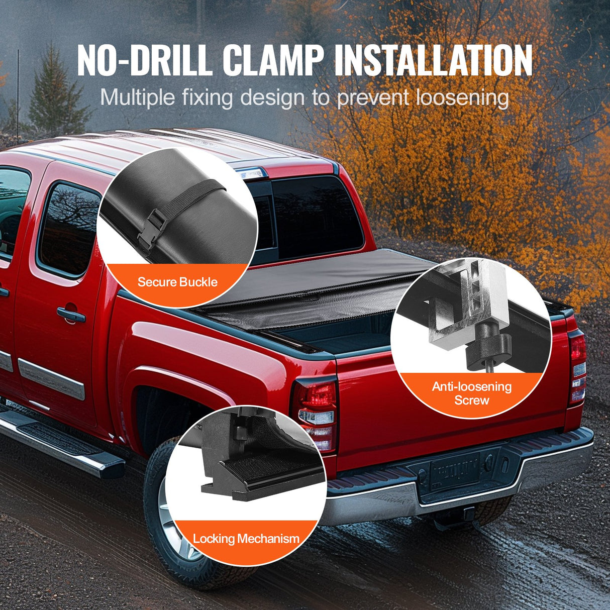 VEVOR Truck Bed Cover, Roll Up Truck Bed Tonneau Cover, Compatible with 2019-2024 Chevy Silverado GMC Sierra 1500 (NOT FIT 19-24 Classic) Bed, for