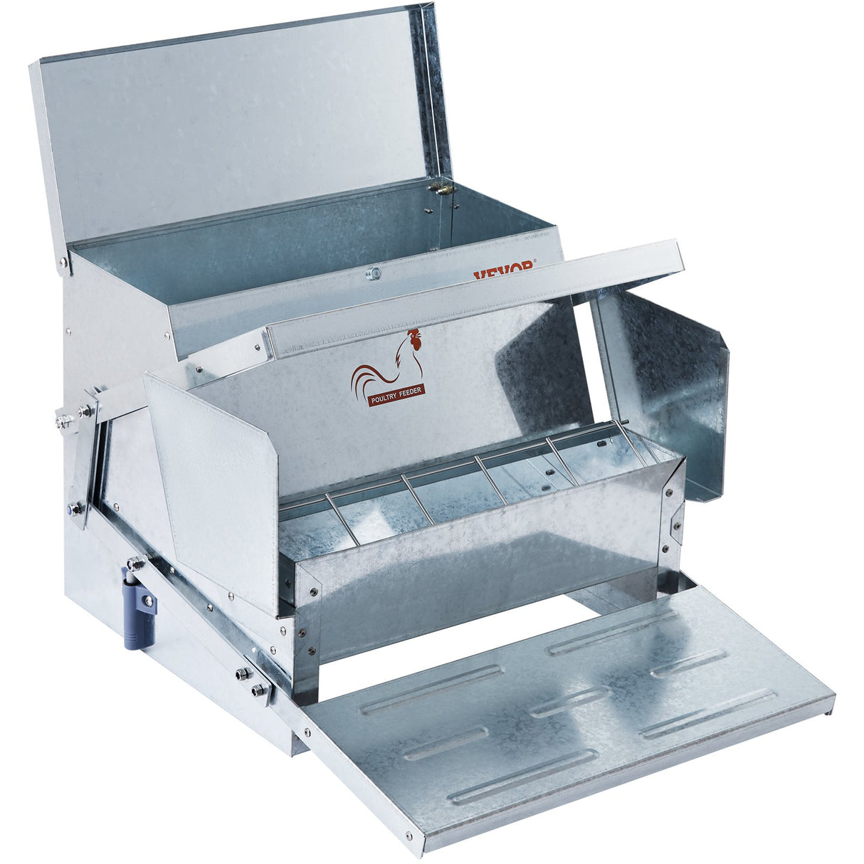 VEVOR Automatic Chicken Feeder Galvanized Steel Poultry Feeder 25 lb 10 Chickens