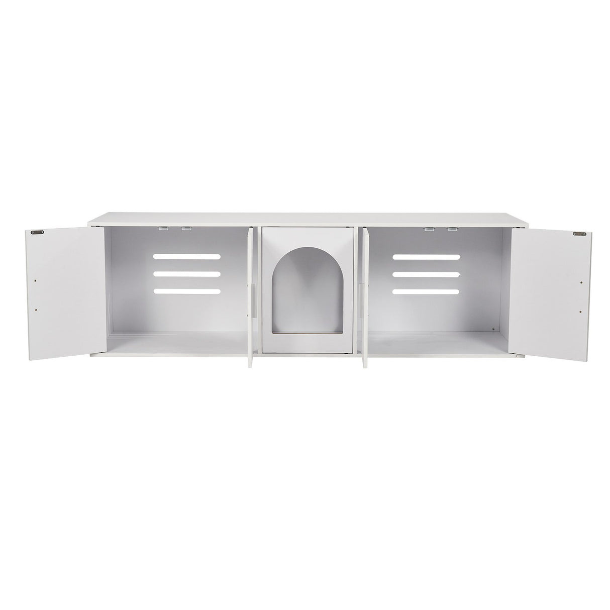 VEVOR Cat Litter Box Enclosure Wooden Litter Box Furniture Hidden 57.9" White