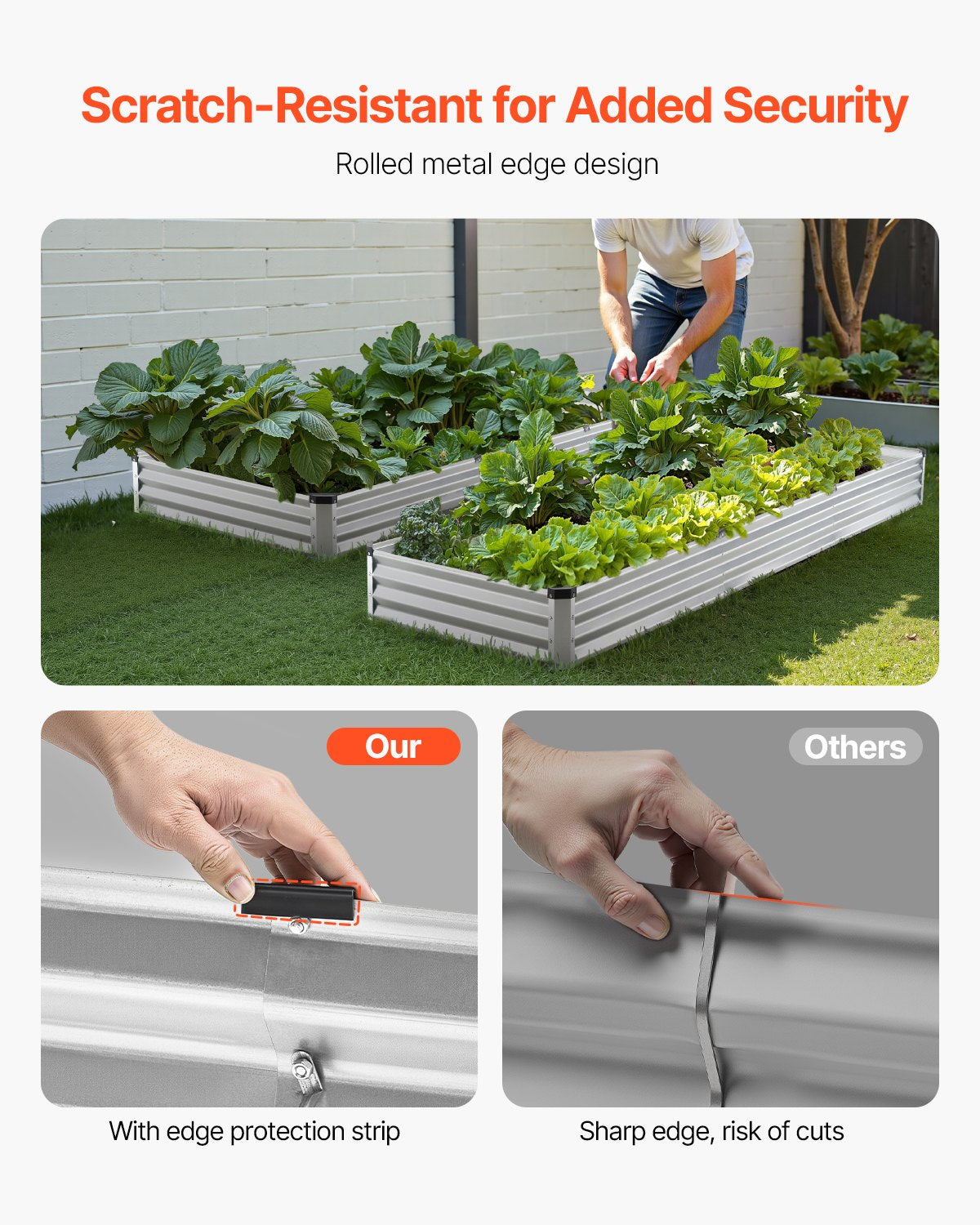 VEVOR Metal Raised Garden Bed, 12 x 4 x 1 ft Outdoor Galvanized Planter Box, with Open Bottom, Large Planter Raised Bed for Gardening Vegetables, Flowers, Herbs, and Succulent Plants, Silver