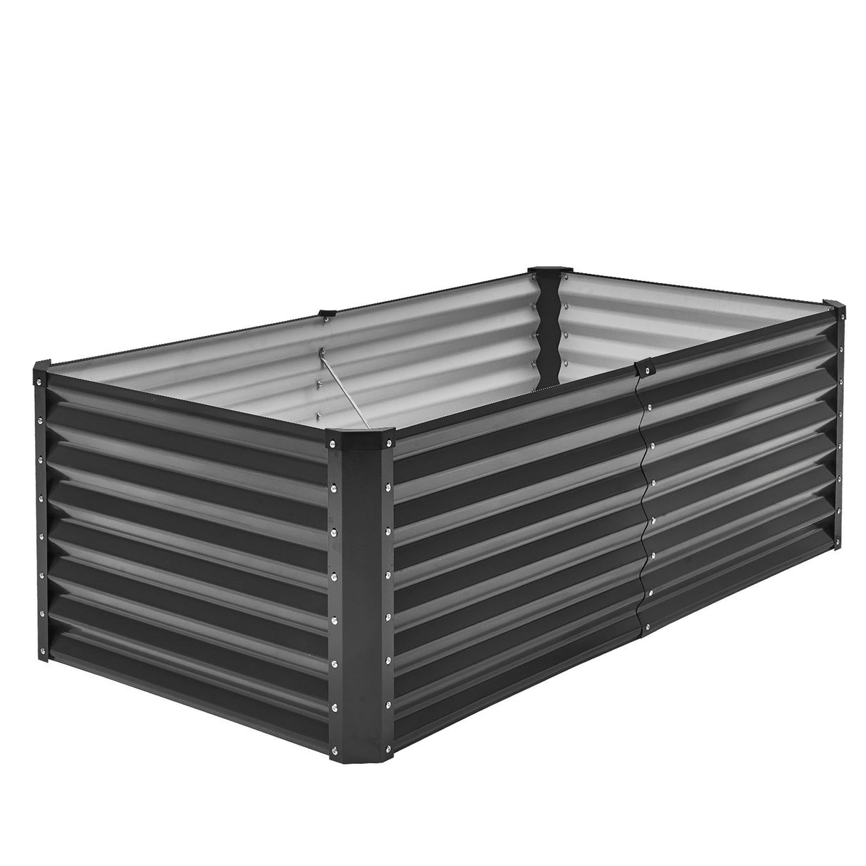 Metal Raised Garden Bed, 6 x 3 x 2 ft Outdoor Galvanized Planter Box, with Open Bottom, Large Planter Raised Bed for Gardening Vegetables, Flowers, Herbs, and Succulent Plants, Dark Gray